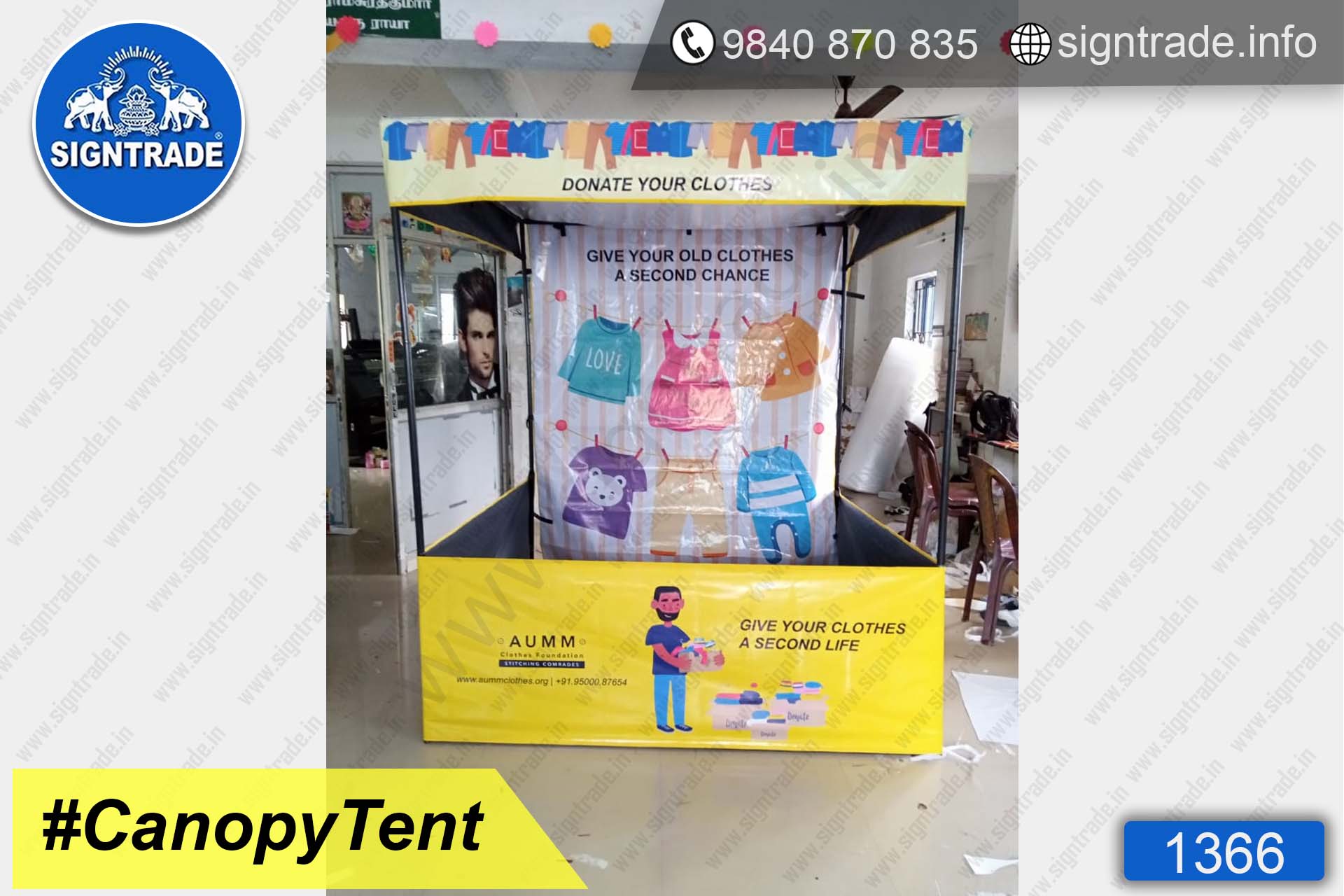 Donate Your Clothes - 1366, Canopy tent, Flat roof tent, Promo tent, Promotional tent, Advertising tent, Promo Flag